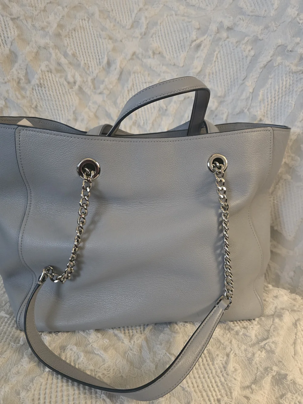 kate spade Light Gray Pebbled Leather Chain-Handle Tote